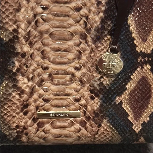 Brahmin Aubree - Savino Folklore- Brown Snake Print Women's Bag - Picture 5 of 16